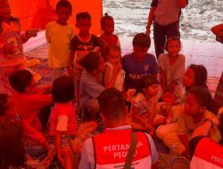 Di Pengungsian, BNPB dan Pertamina Collab Ajak Anak-Anak Main dan Lepas Trauma